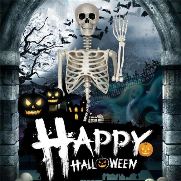 Halloween Skeleton Decorations,36" Posable Human Skeleton Decorations - Picture 4 of 8